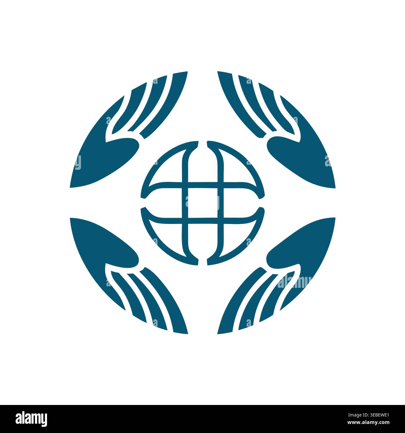 Abstract Global Protection & Caring Hands Emblem Stock Vector