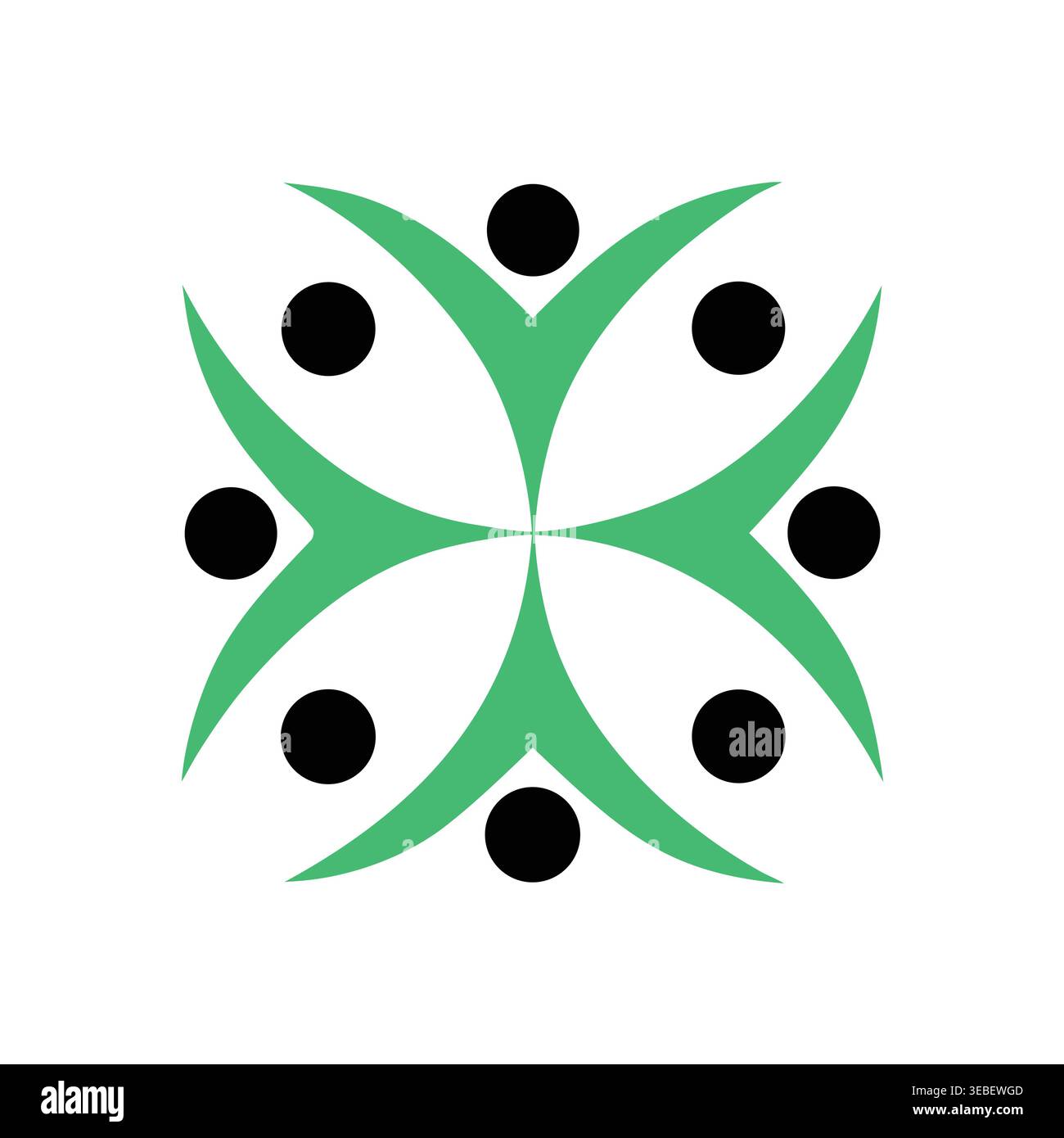 Abstract Green Unity People & Community Emblem Stock Vector