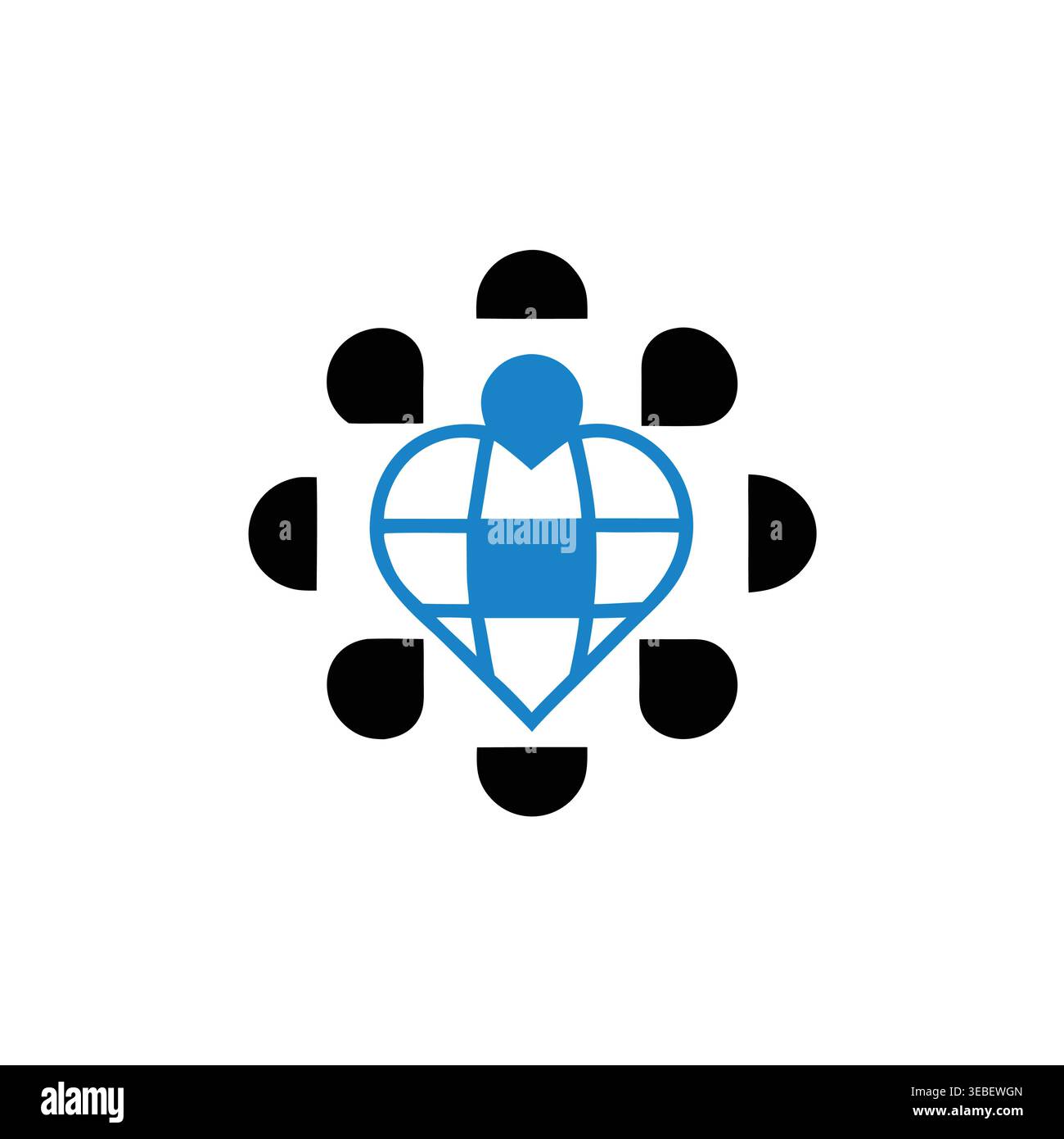 Global Heart & Connectivity Emblem Stock Vector