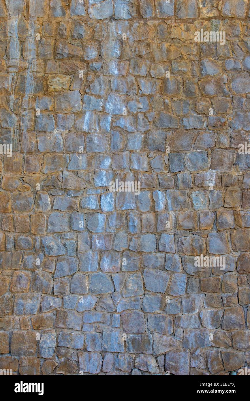 High-Resolution Stone Wall Texture Background – Rustic Natural Rock Surface Pattern, Vertical Stock Photo
