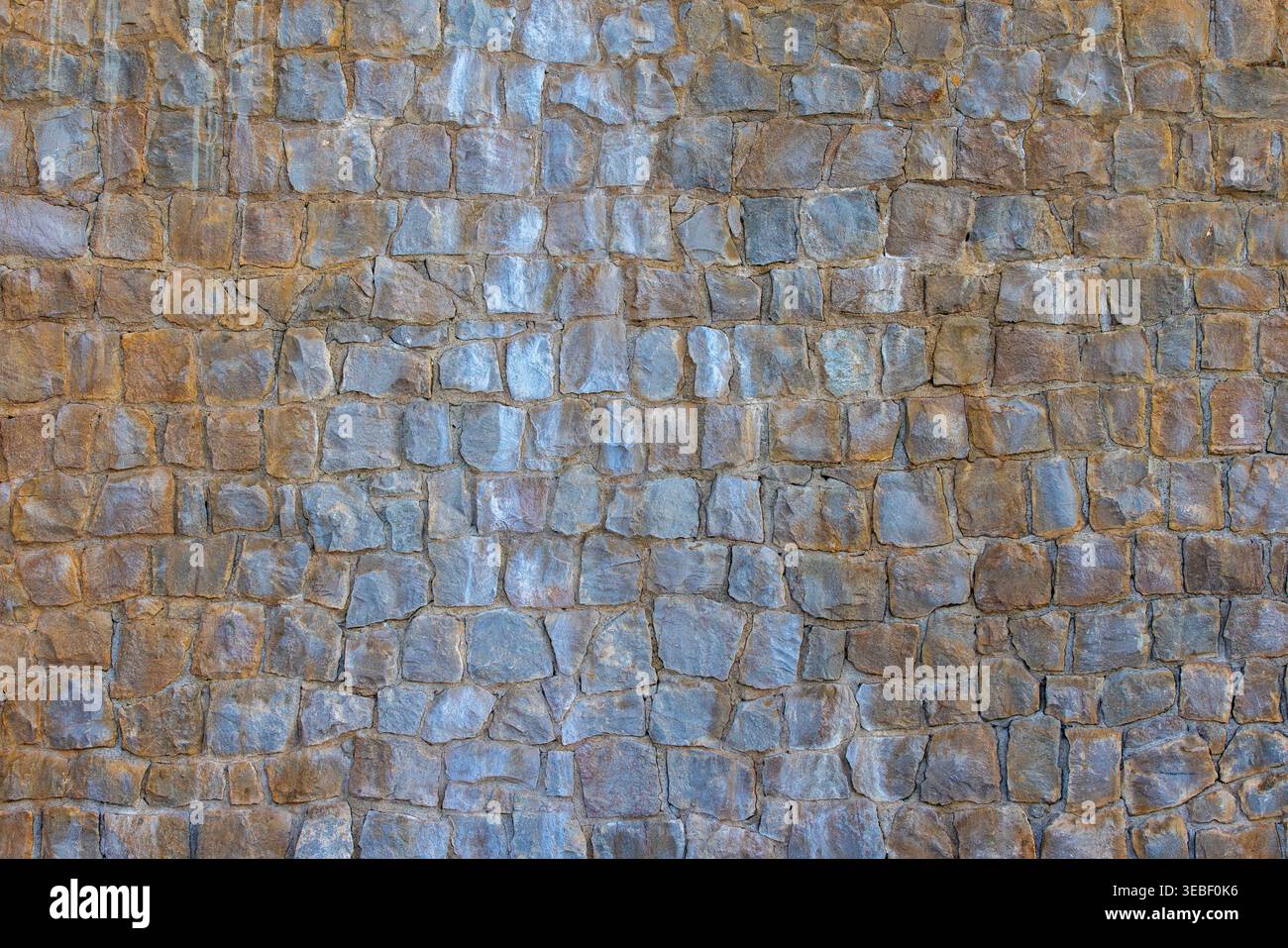 High-Resolution Stone Wall Texture Background – Rustic Natural Rock Surface Pattern, Horizontal Stock Photo