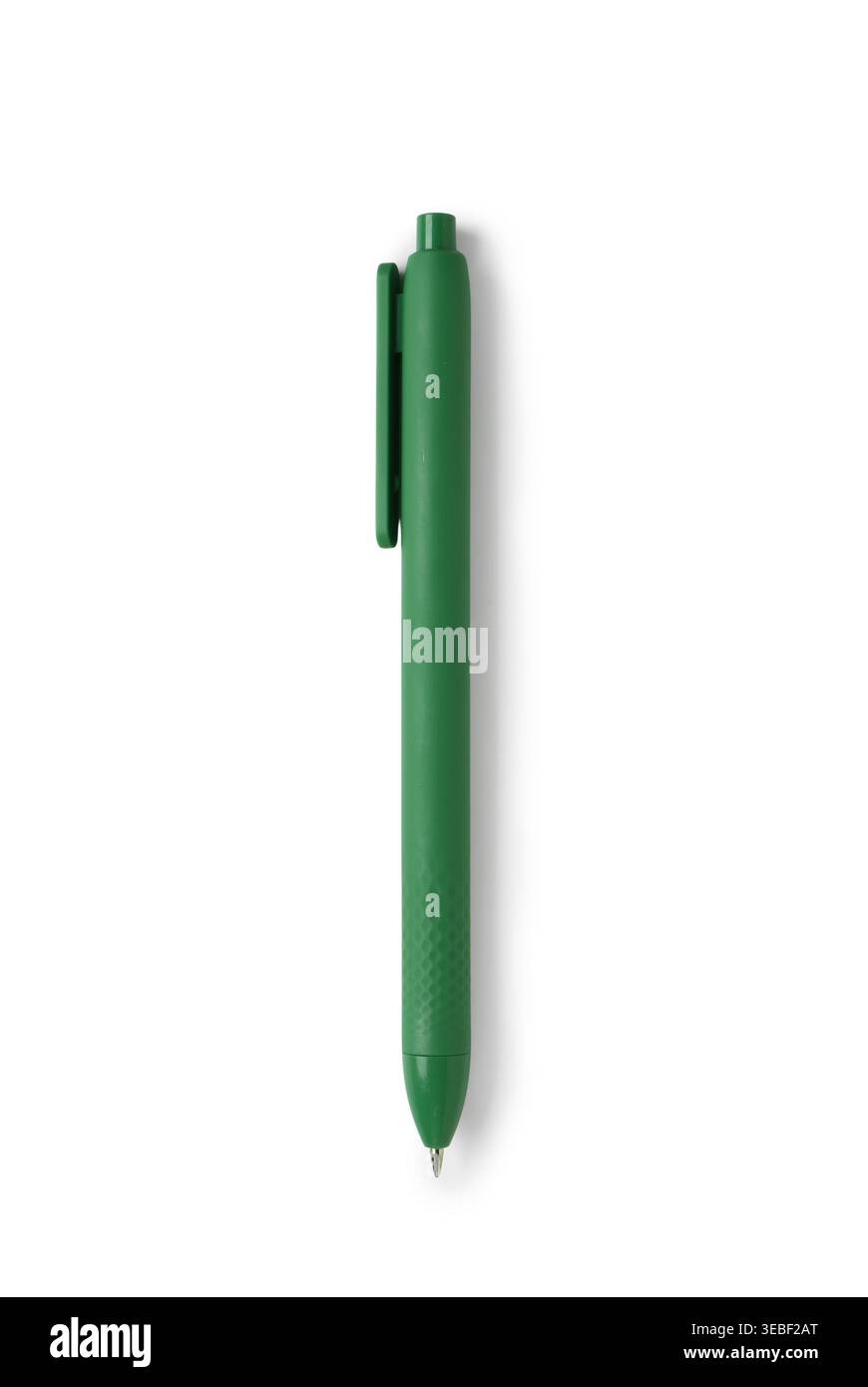 Green ballpoint pen on white background Stock Photo