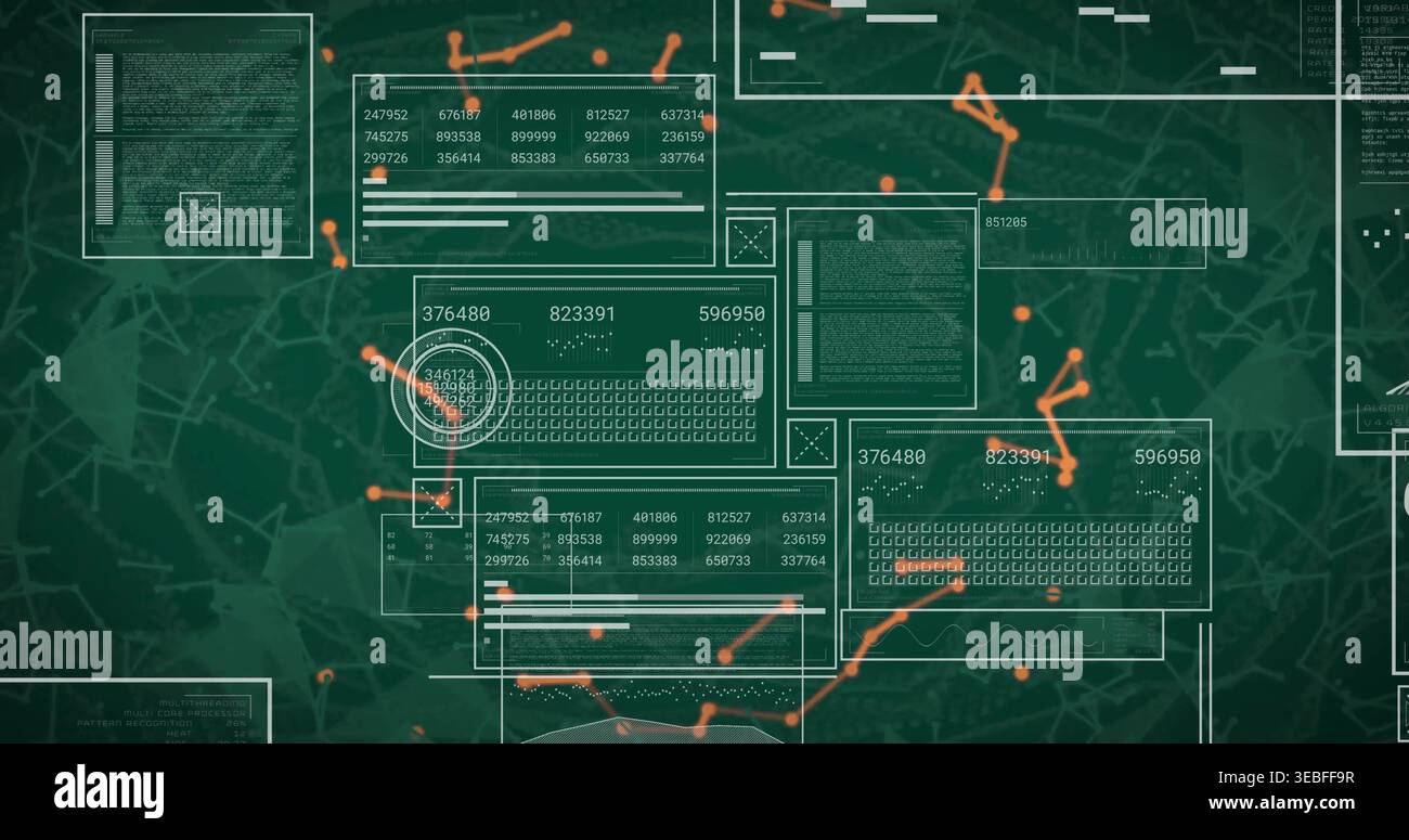 Translucent Dashboard Displaying translucent UI panels cluster occupying center of virtual ...