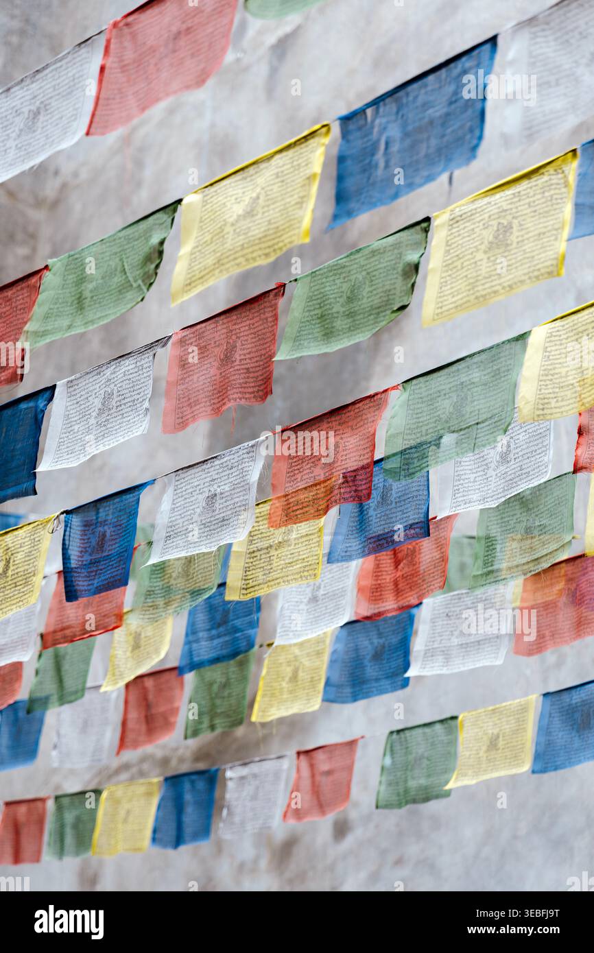 Nepalese prayer flags (lung ta), Kathmandu, Nepal Stock Photo