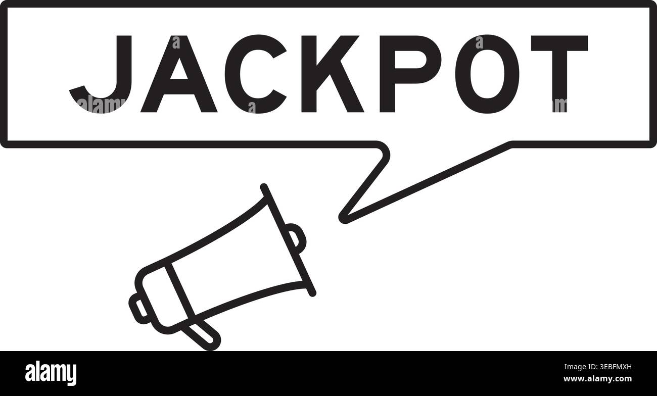 Megaphone icon with speech bubble in word jackpot on white background Stock Vector