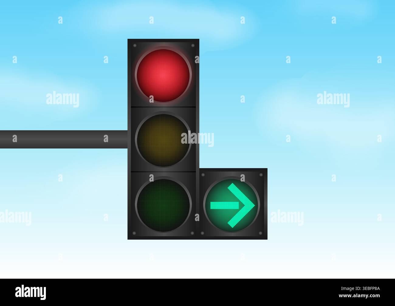 Traffic light against Blue Sky. Vector Illustration. Stock Vector