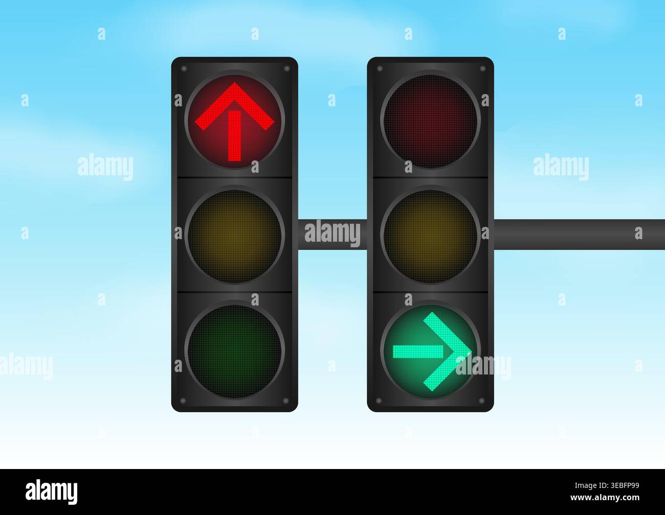 Traffic light against Blue Sky. Vector Illustration. Stock Vector