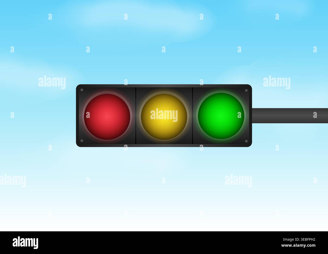 Traffic light against Blue Sky. Vector Illustration. Stock Vector