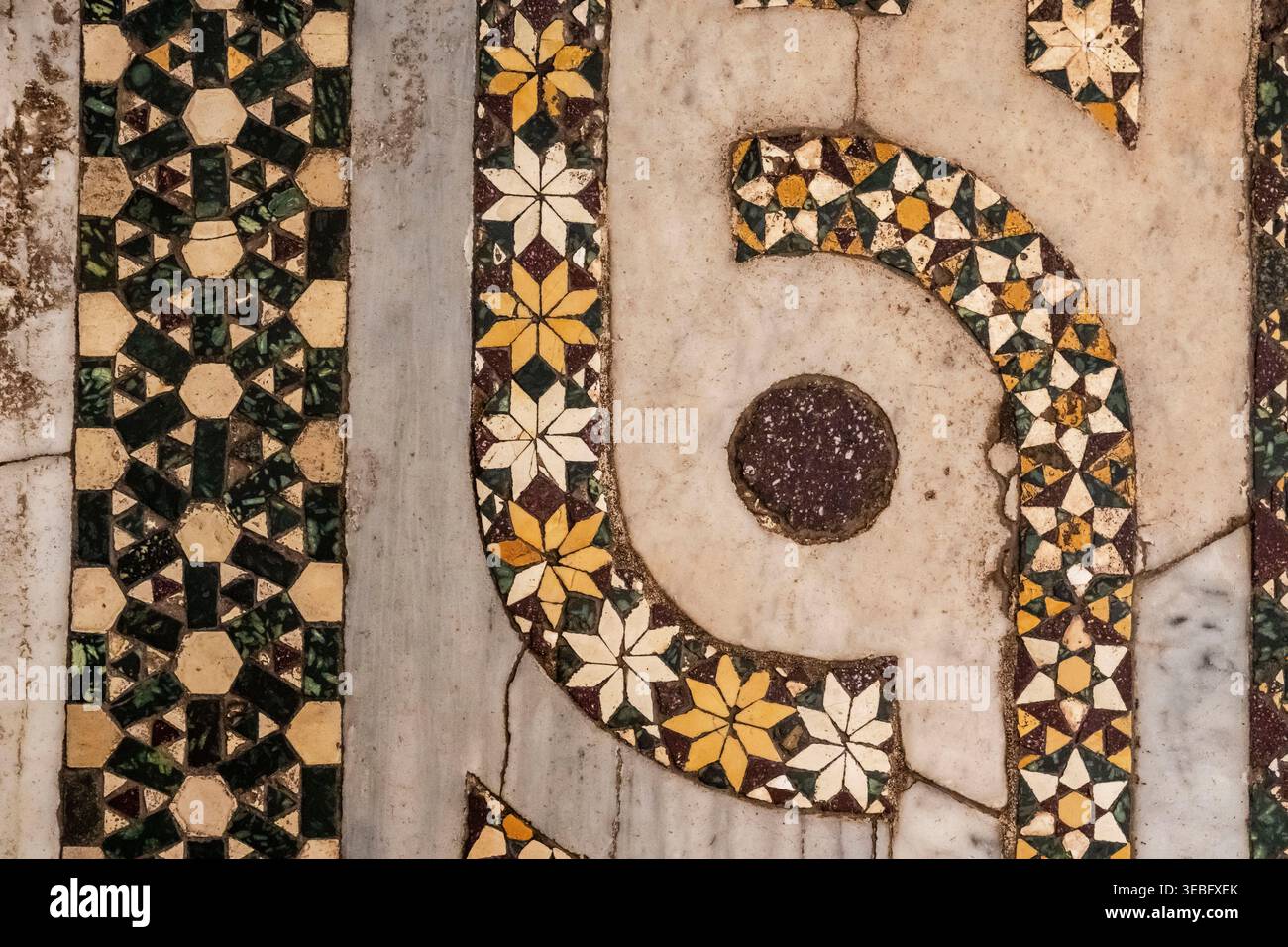 Sectile mosaic floor, made using the opus sectile technique, San Cataldo Church ...