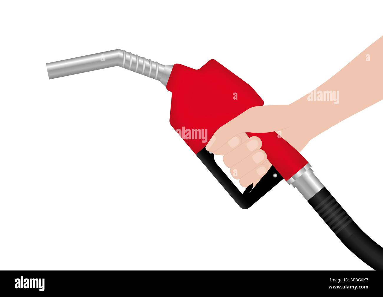 Hand Holding Gas Pump or Fuel Nozzle. Gas Station. Vector Illustration. Stock Vector