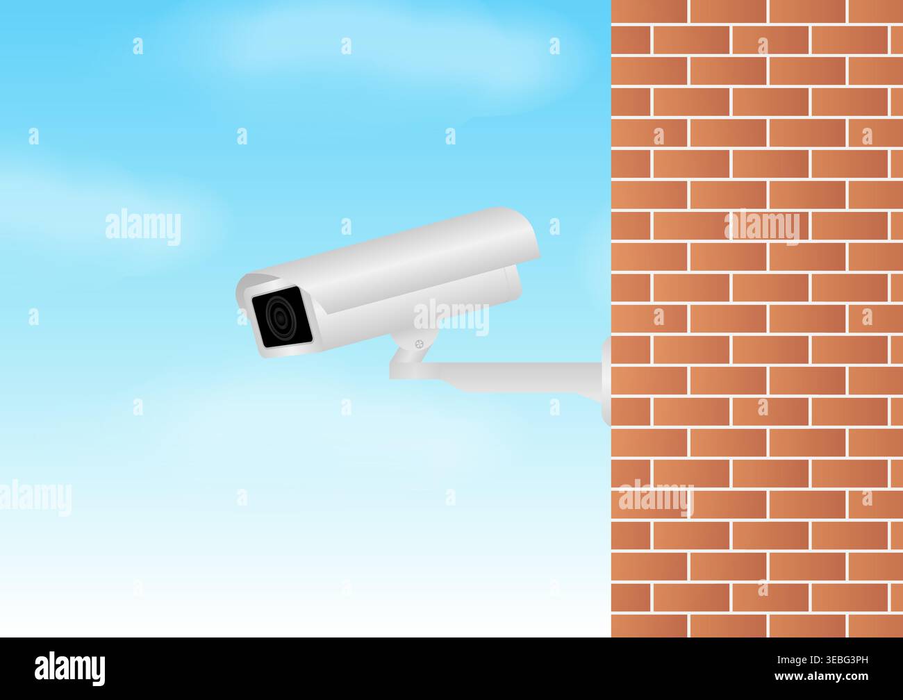 CCTV Security Camera or Surveillance Camera on a Wall. Vector Illustration. Stock Vector