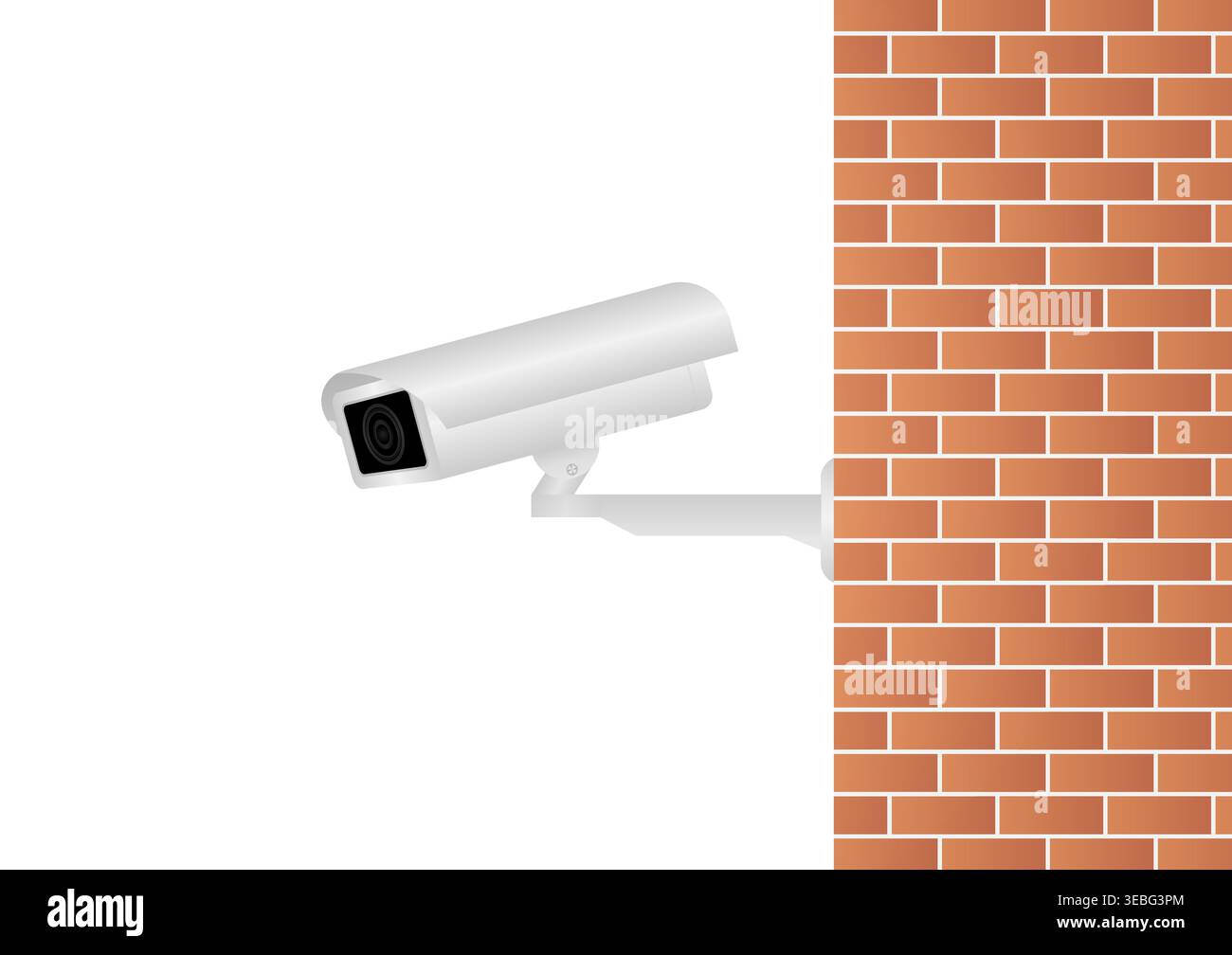 CCTV Security Camera or Surveillance Camera on a Wall. Vector Illustration. Stock Vector
