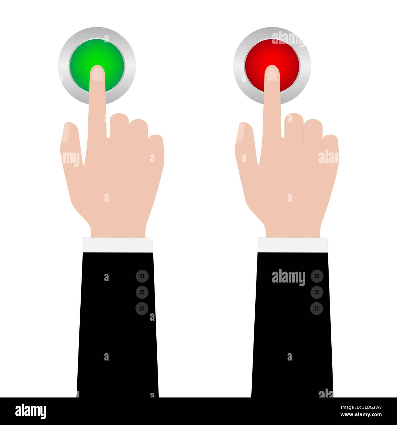 Hand Pressing Button. Hand Click. Vector Illustration Isolated on White Background. Stock Vector