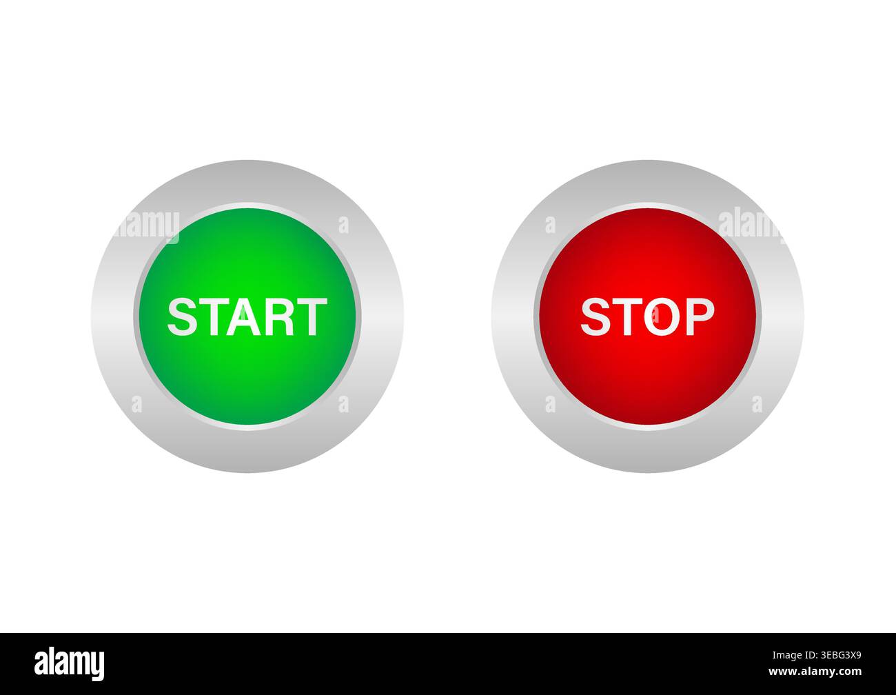 Start and Stop Button. Vector Illustration Isolated on White Background. Stock Vector