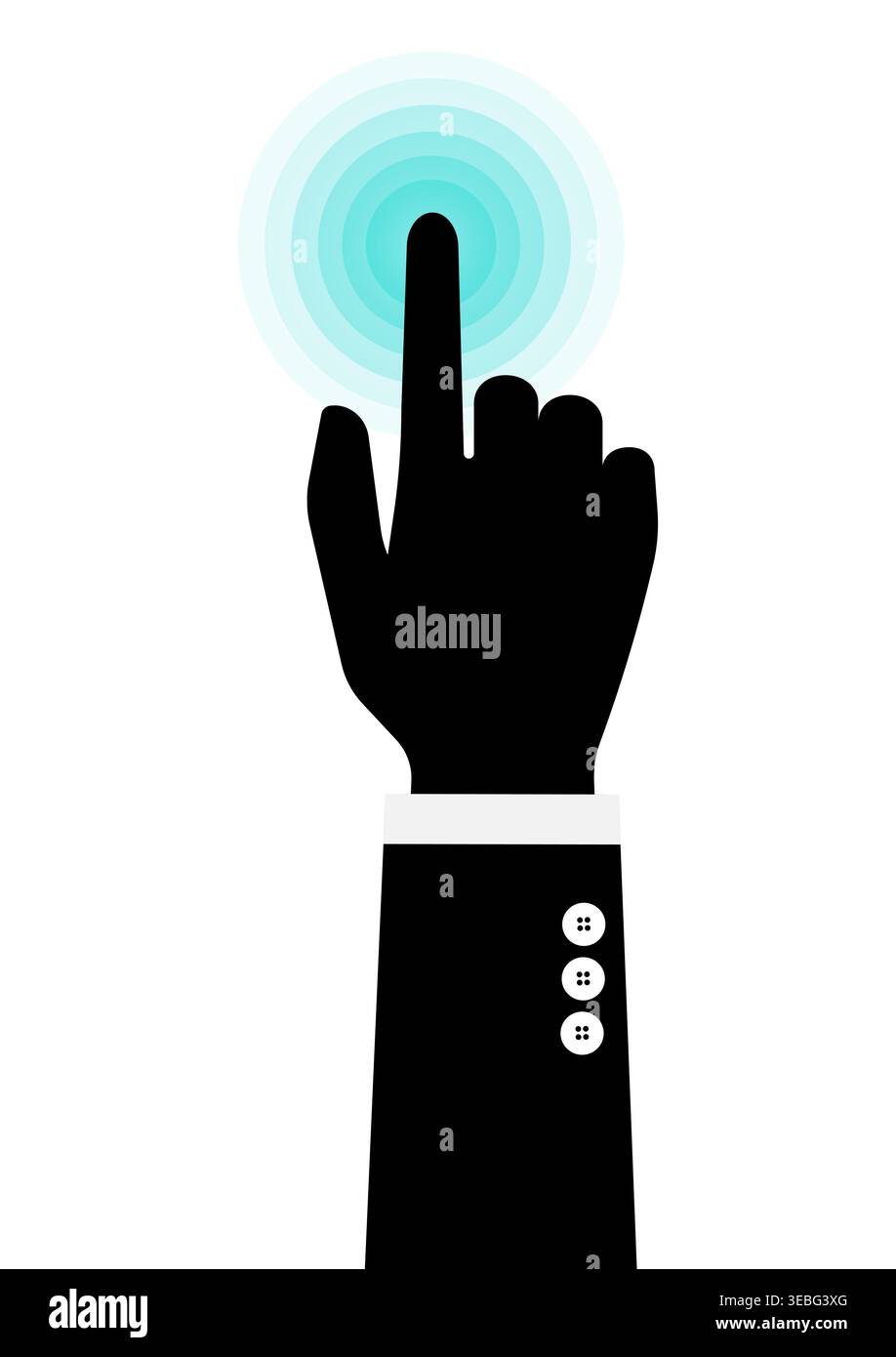Hand Pressing Button. Hand Click. Vector Illustration Isolated on White Background. Stock Vector