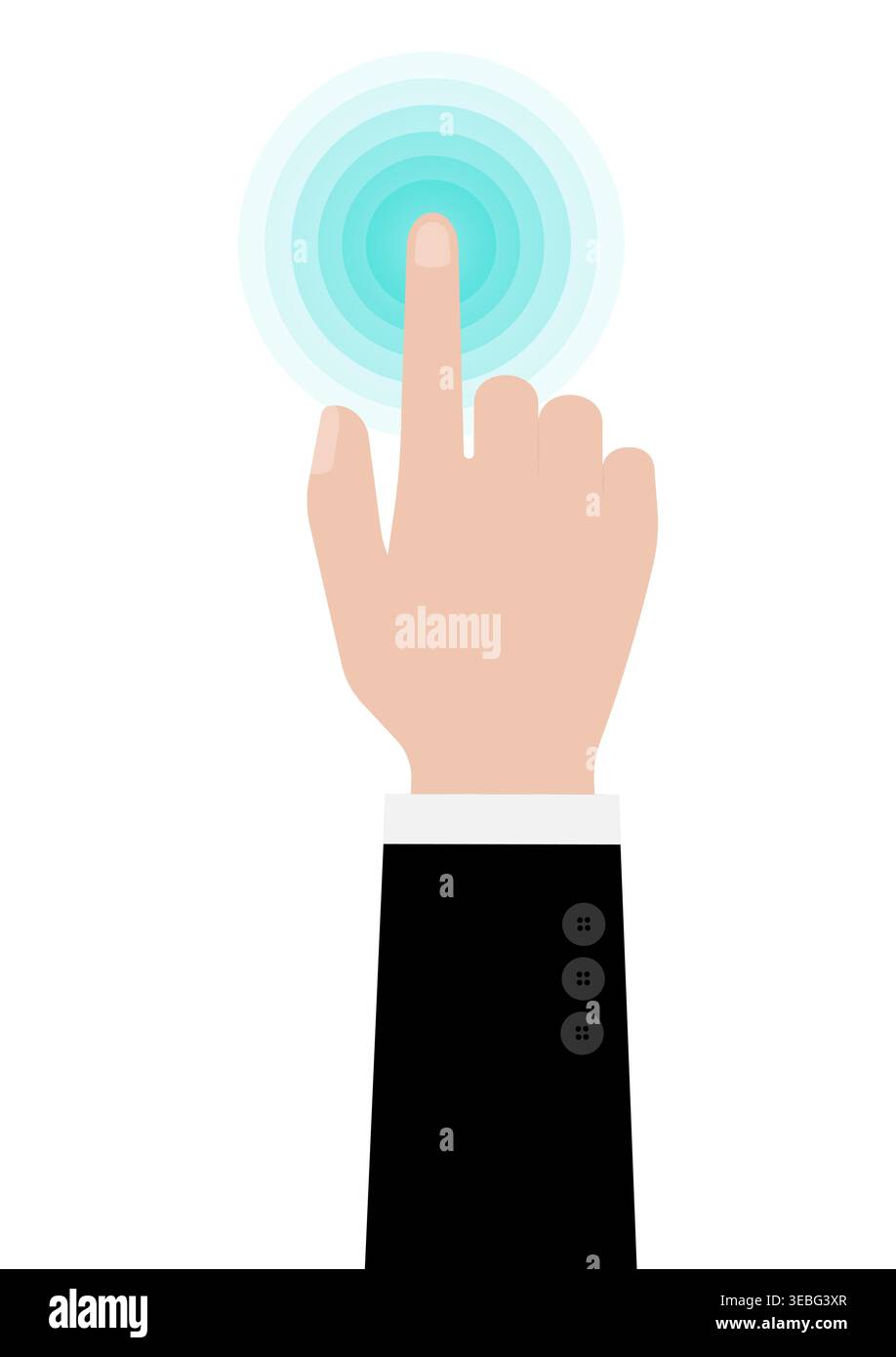 Hand Pressing Button. Hand Click. Vector Illustration Isolated on White Background. Stock Vector