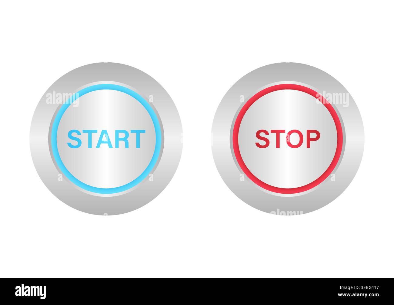 Start and Stop Button. Vector Illustration Isolated on White Background. Stock Vector