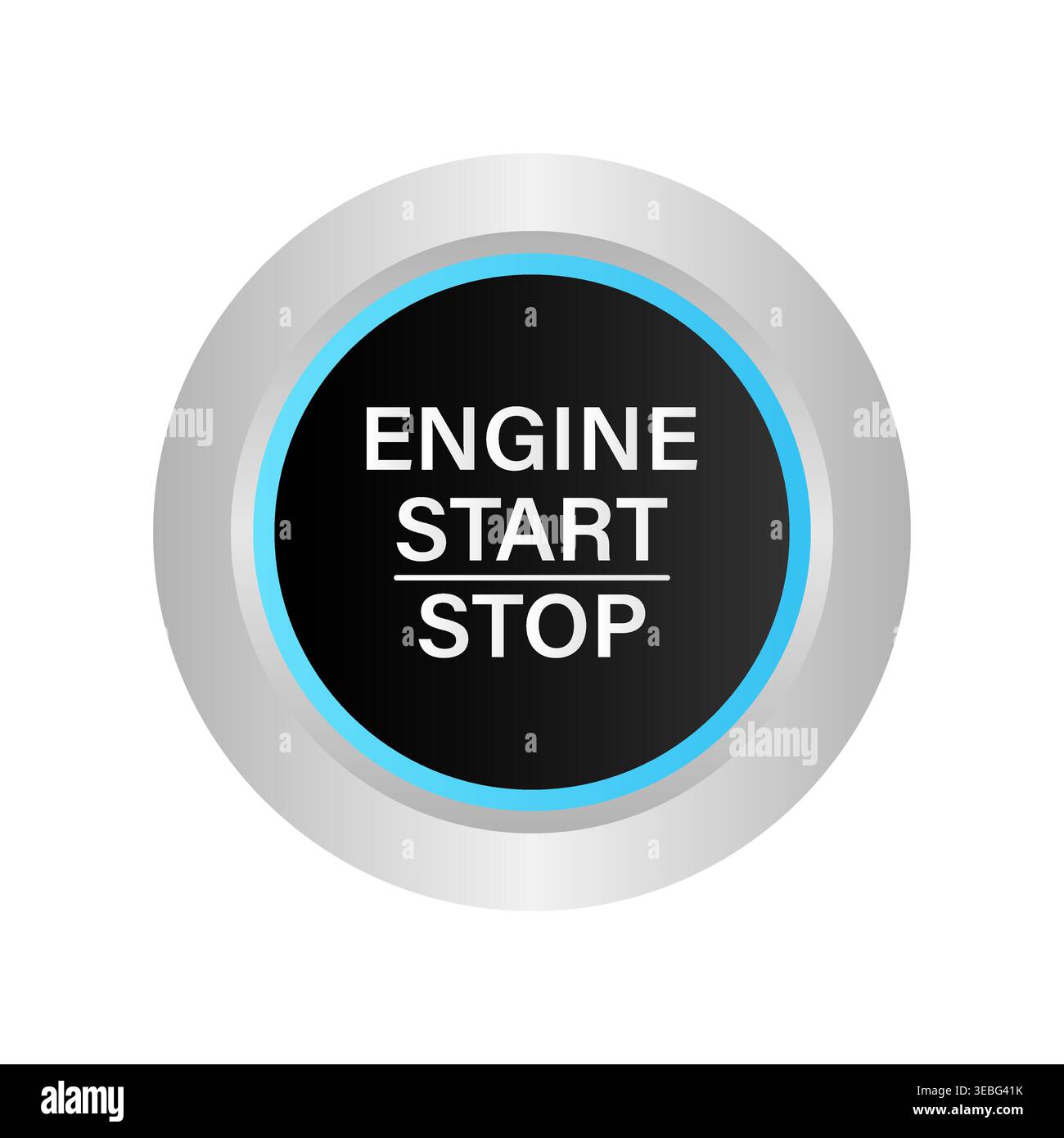 Engine Start and Stop Button. Vector Illustration Isolated on White Background. Stock Vector