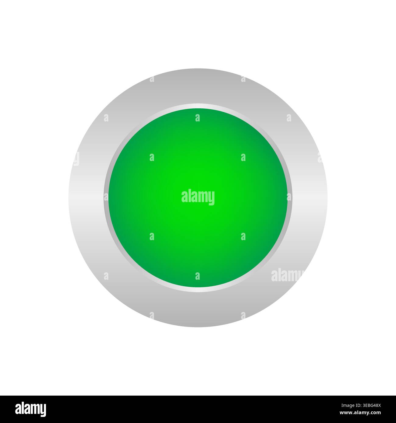Green Button or Start Button. Vector Illustration Isolated on White Background. Stock Vector