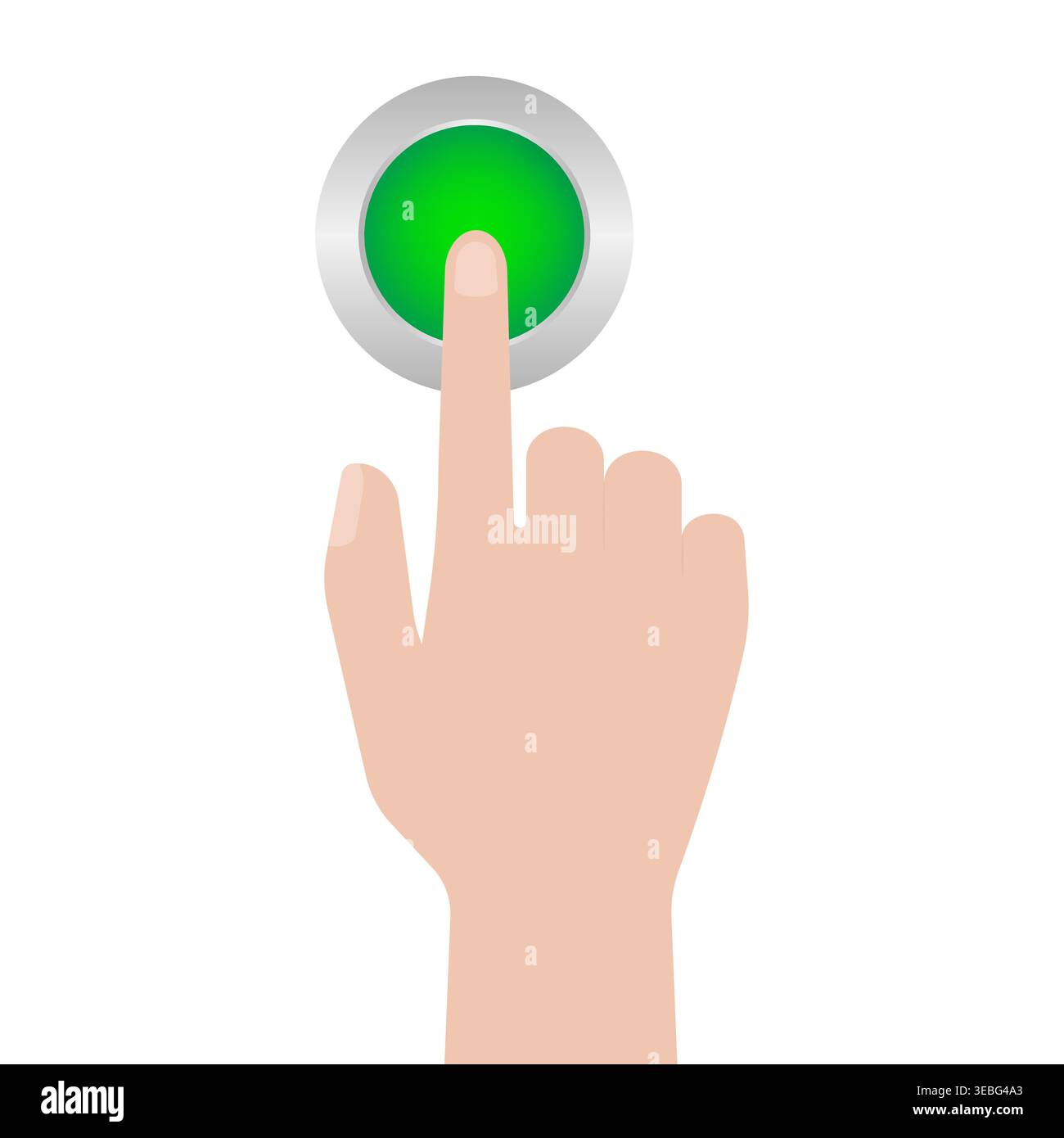 Hand Pressing Button. Hand Click. Vector Illustration Isolated on White Background. Stock Vector