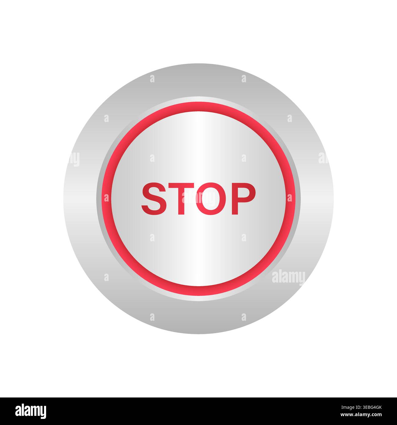 Stop Button. Vector Illustration Isolated on White Background. Stock Vector