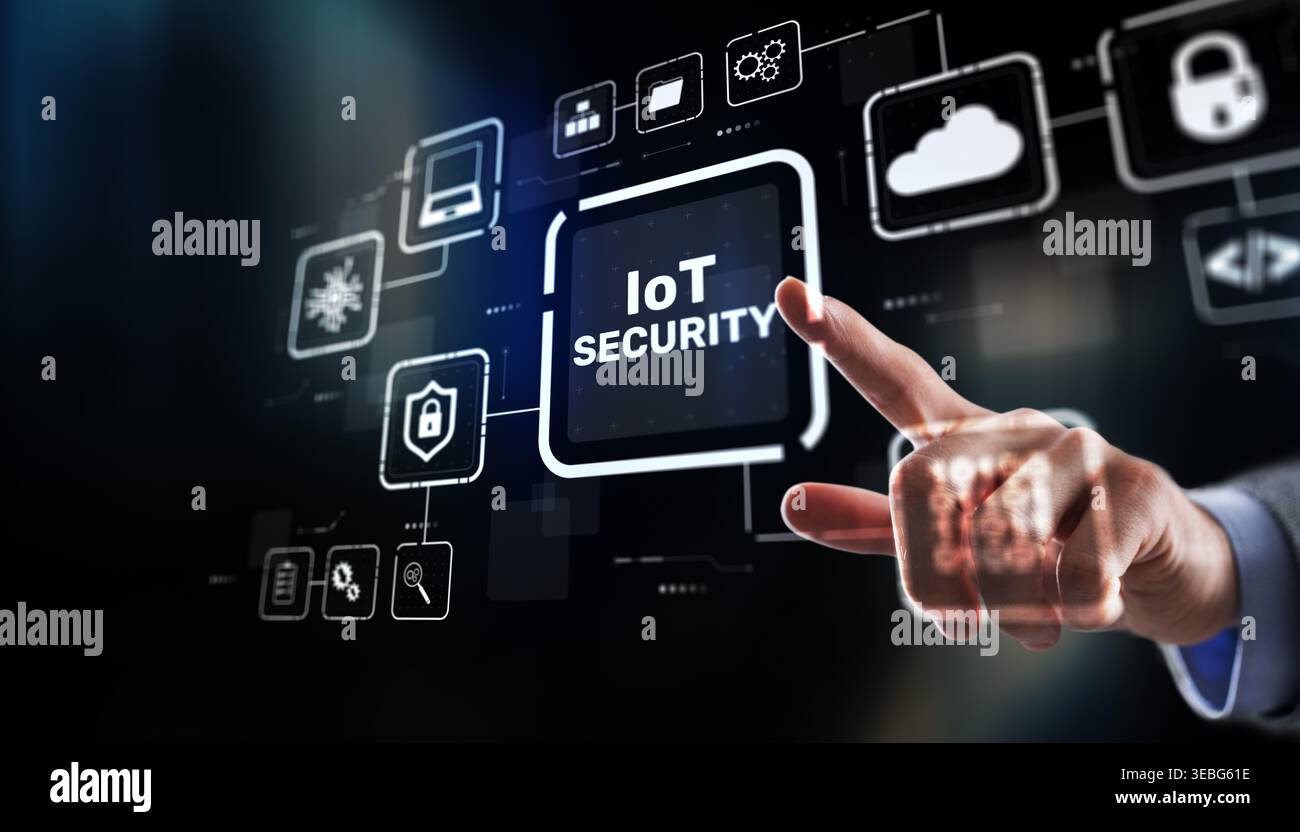 Cybersecurity protection for smart home IoT devices and connected network systems. Stock Photo