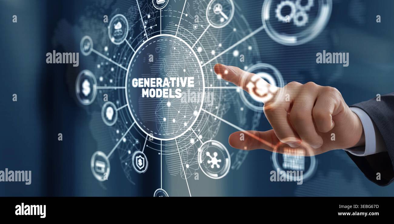 AI Generative Models Workflow with Data Creation Neural Networks Learning Algorithms and Advanced Computing Platforms. Stock Photo