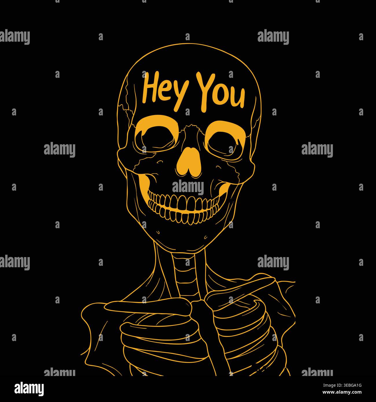 A golden skull artwork vector illustration graphic design. Stock Vector