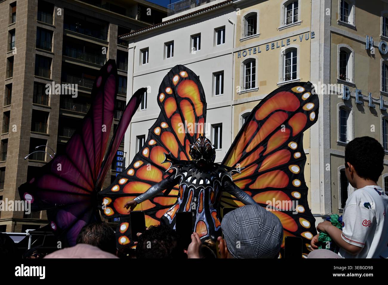 An acrobat performs during the carnival. 36th edition of the Marseille ...
