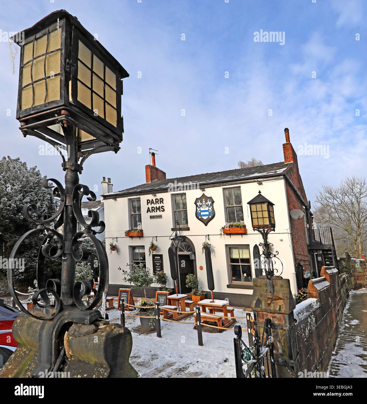 Parr Arms snow, England, UK. Stock Photo