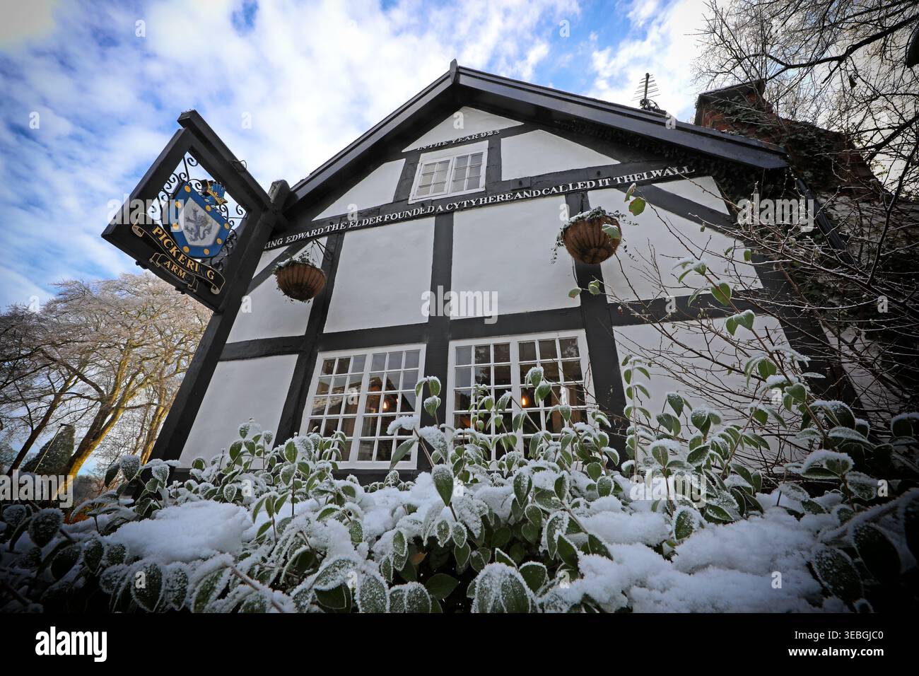 Pickering Arms snow, United Kingdom. Stock Photo