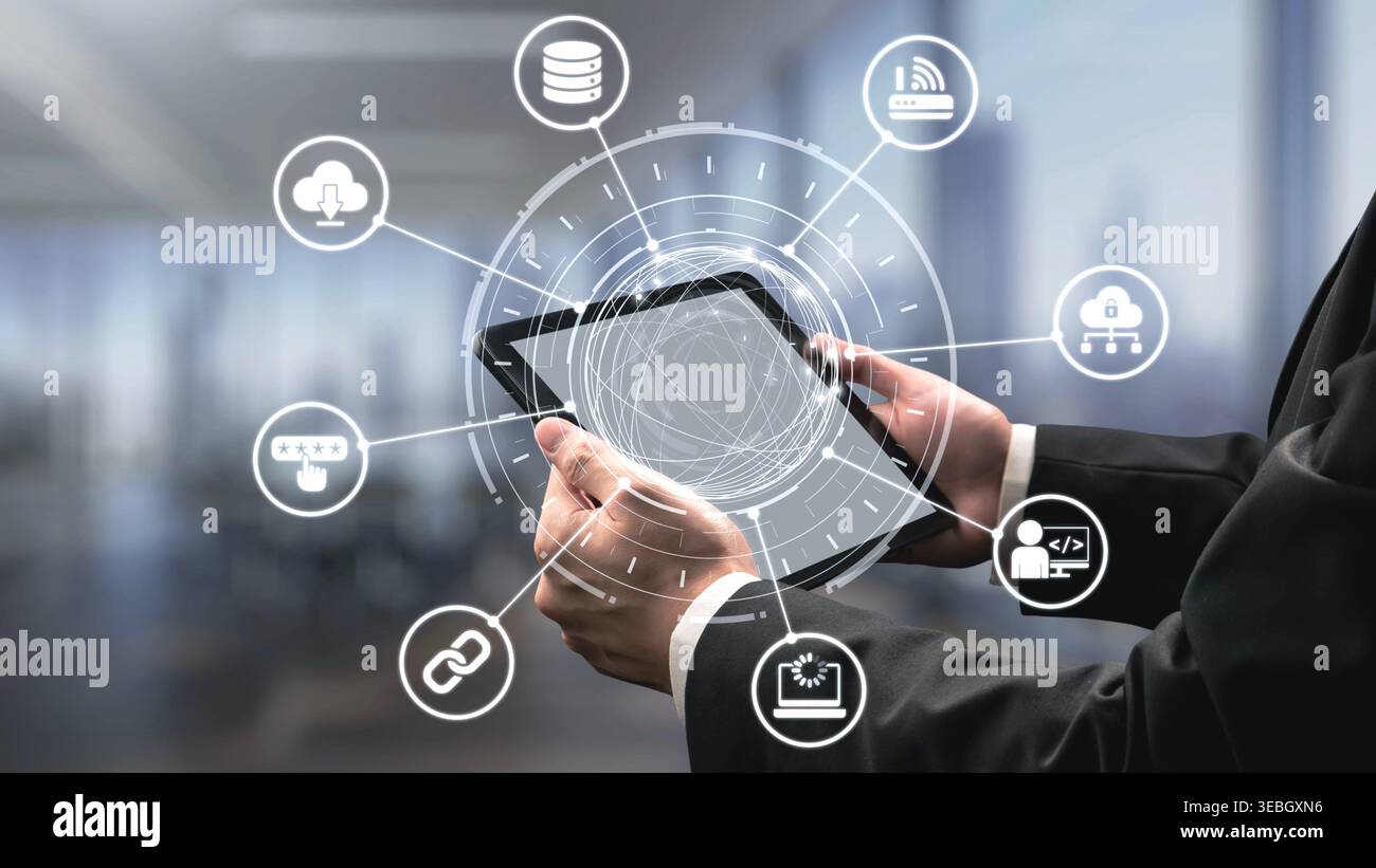Cloud computing, cloud strategy, and cloud technology transforming digital infrastructure with scalable services, secure data storage, and cloud-based Stock Photo