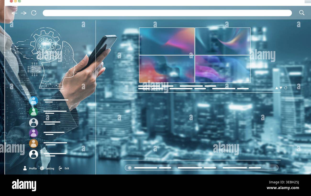 AI image generator interface enables image, AI, and generator process by converting user prompt into visual content using intelligent algorithms Stock Photo