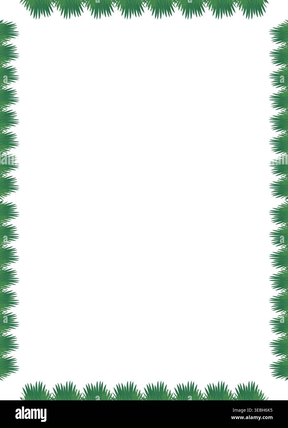 Green Grass empty frame. Trendy botany graphic template. Grass empty frame box Stock Vector
