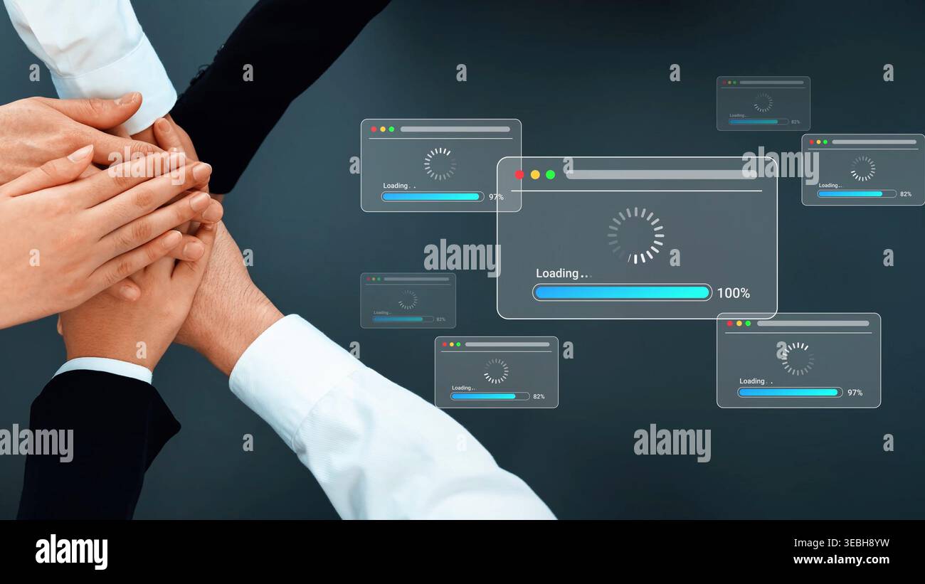Team Collaboration and Digital Progression Concept with Hands Together ...