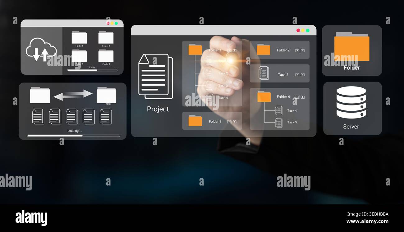 Digital folder organization improves server file structure, enhances workflow, and supports system management Parse Stock Photo