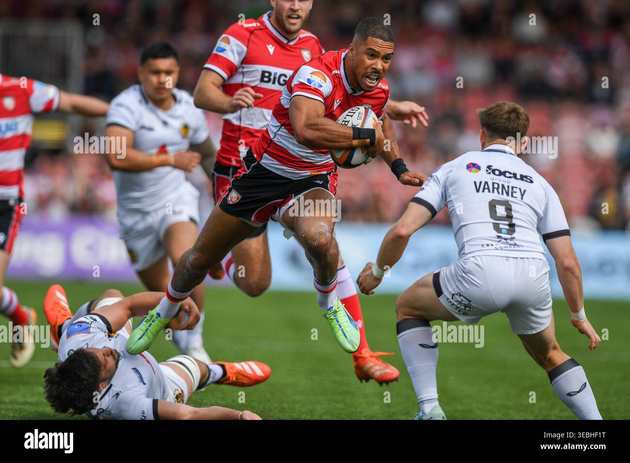 Ben Loader of Gloucester Rugby makes a run during the Gallagher ...