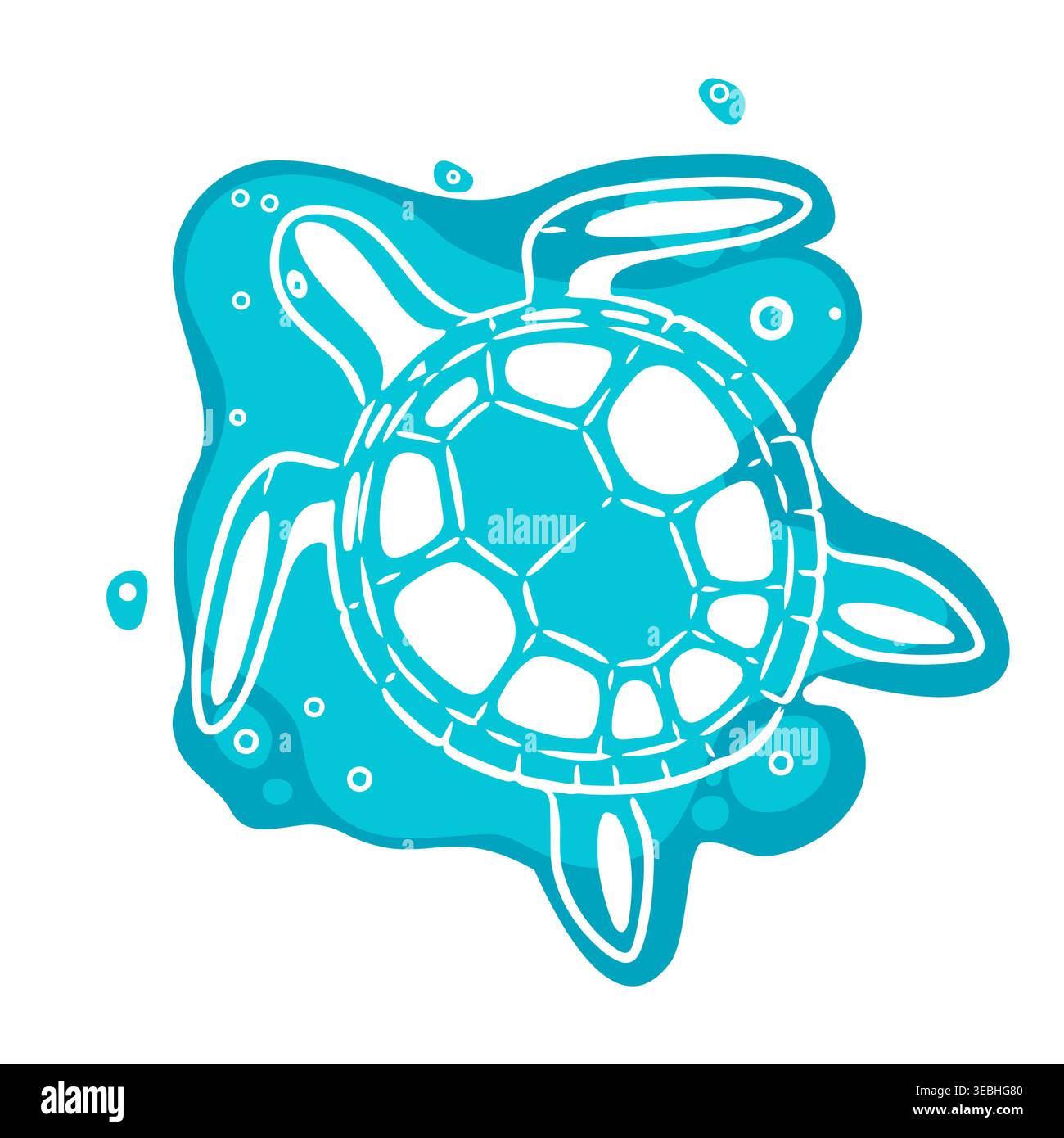 Sea turtle abstract object Hand drawn. Not AI, vector illustration. Stock Vector