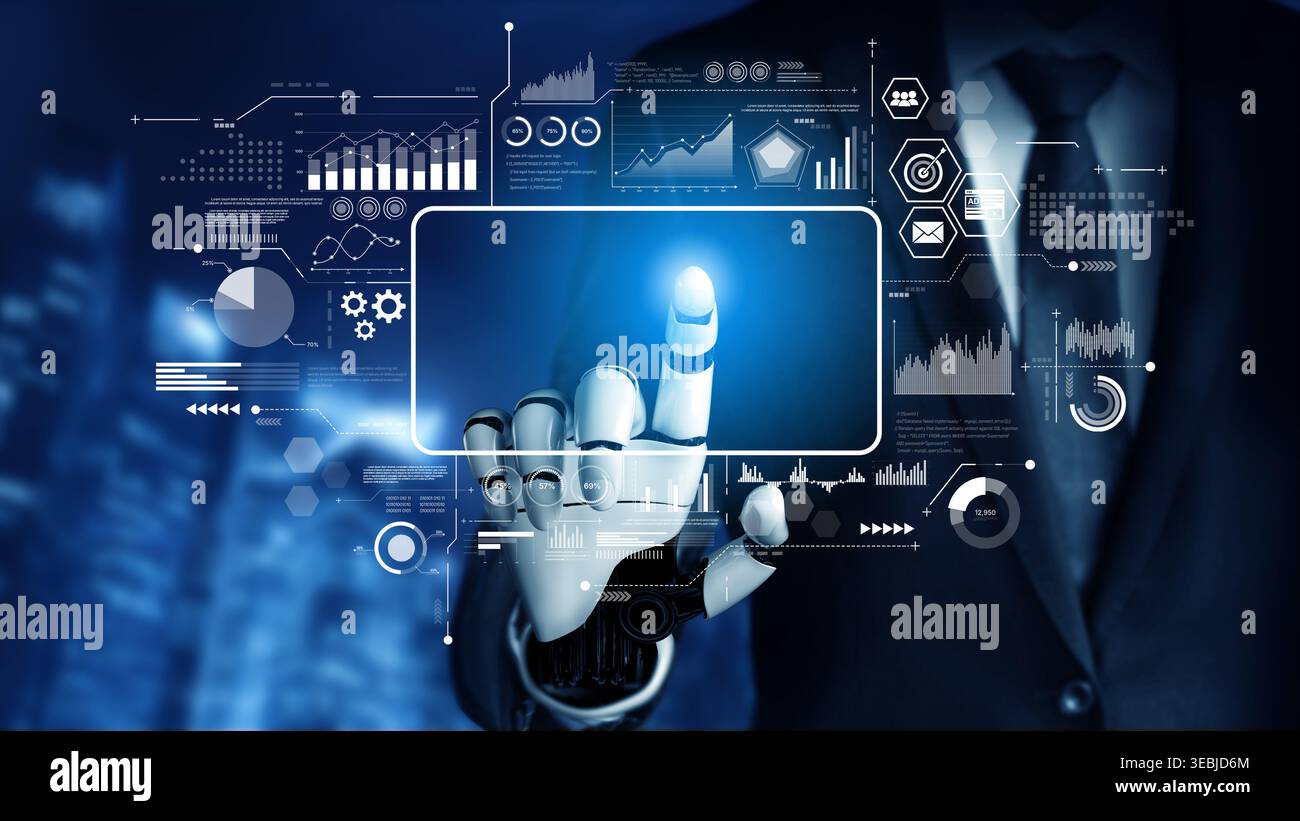 AI powers data analytics with predictive insights, smart dashboards, and real-time modeling for strategic decision-making. Artificial intelligence Stock Photo