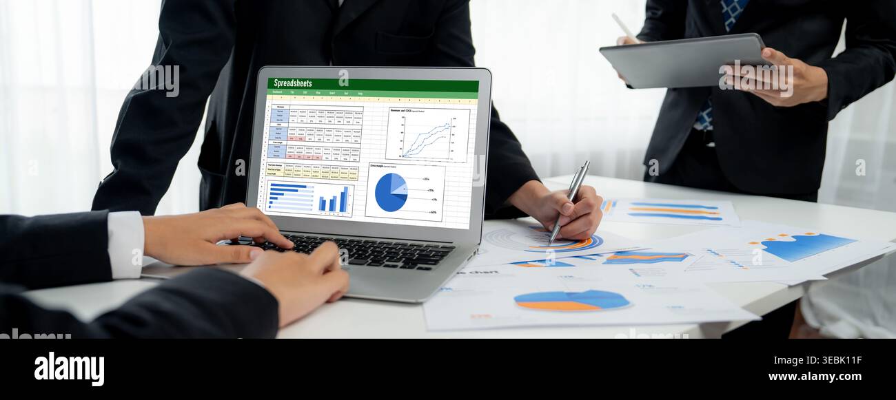Spreadsheet document information financial startup concept. data and graphs in spreadsheet documents for online analysis project dashboard accounting Stock Photo
