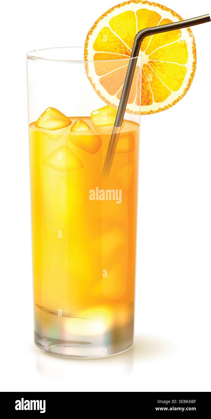 Refreshing Orange Juice in Glass Stock Vector