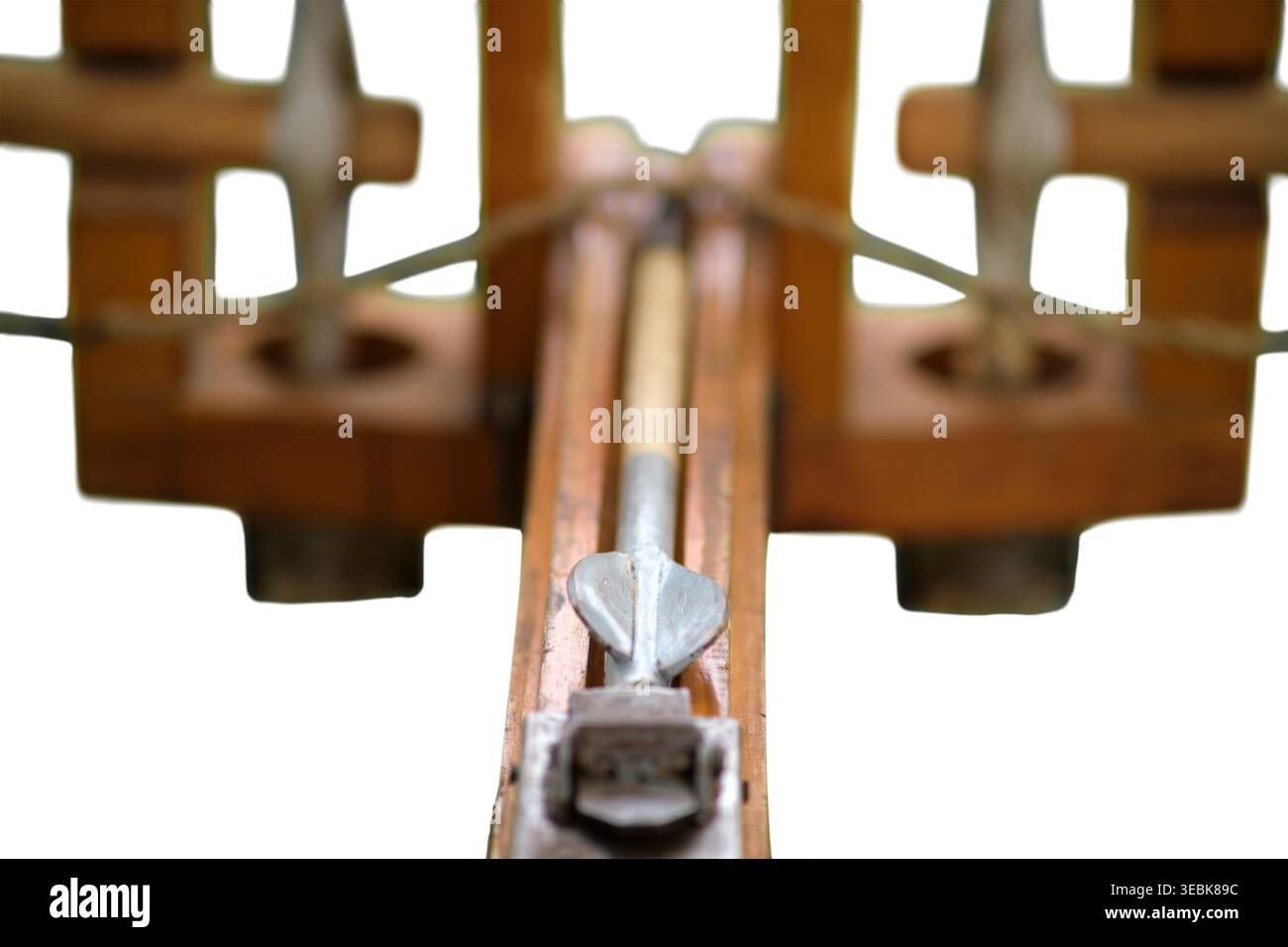 Wood crossbow with metal bolt isolated on white background. Tactical ...