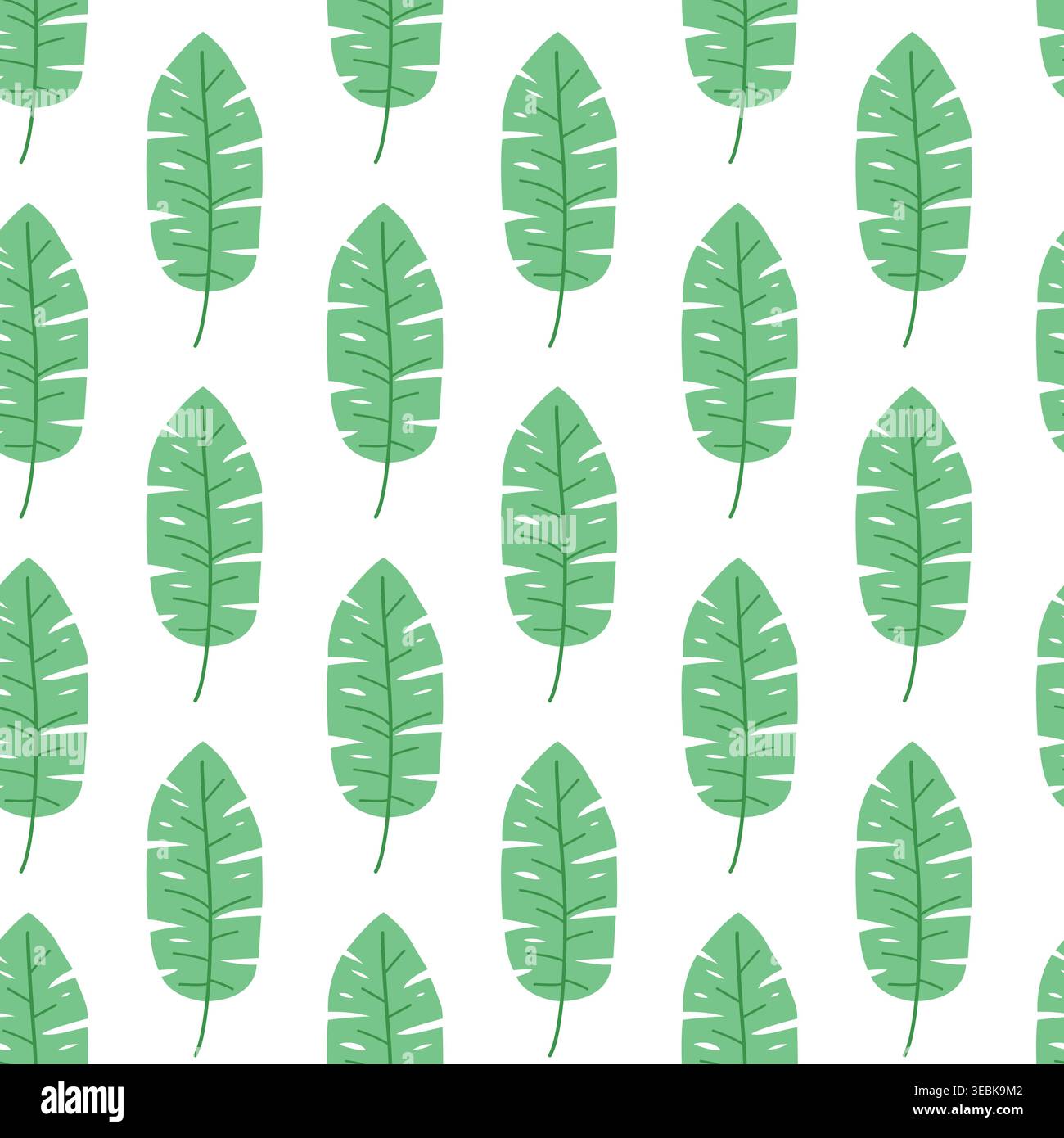 Banana leaf seamless pattern vector flat botanical background summer textile print Stock Vector