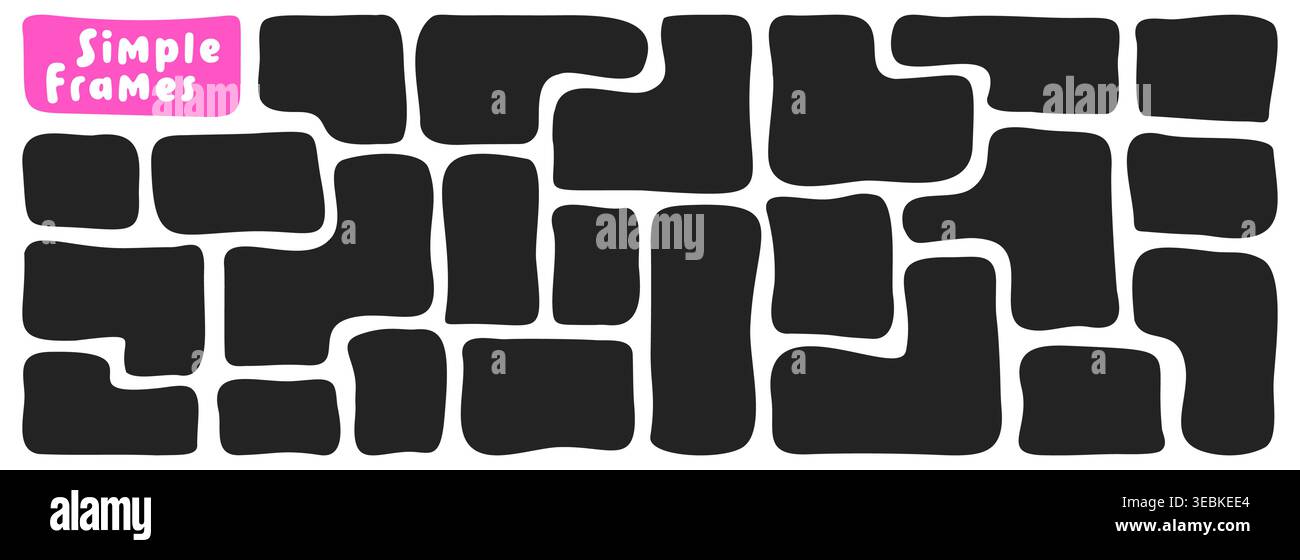Minimal black and white simple wavy organic rectangles. Stock Vector