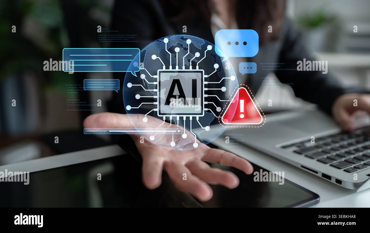 AI interface showing prompt error warning and system alert. AI prompt ...