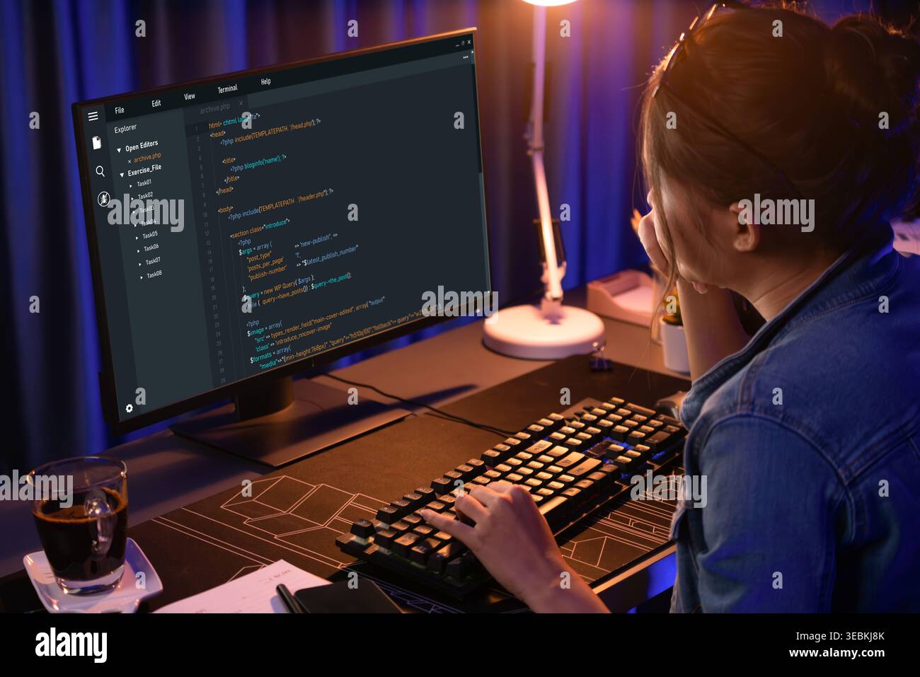 Software development programming on computer screen for brisk application and program coding Stock Photo