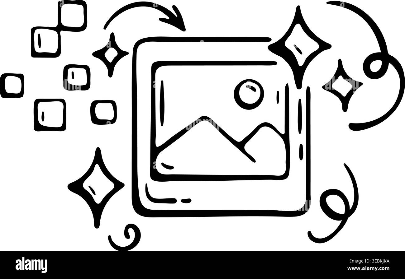 AI image upscale icon for smart photo enhancement and digital ...