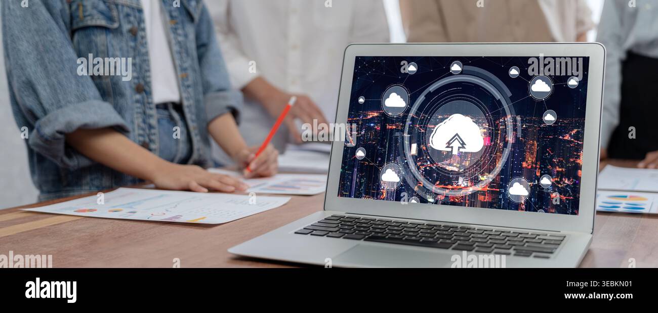 Cloud computing software for brisk remote work and personal data storage Stock Photo
