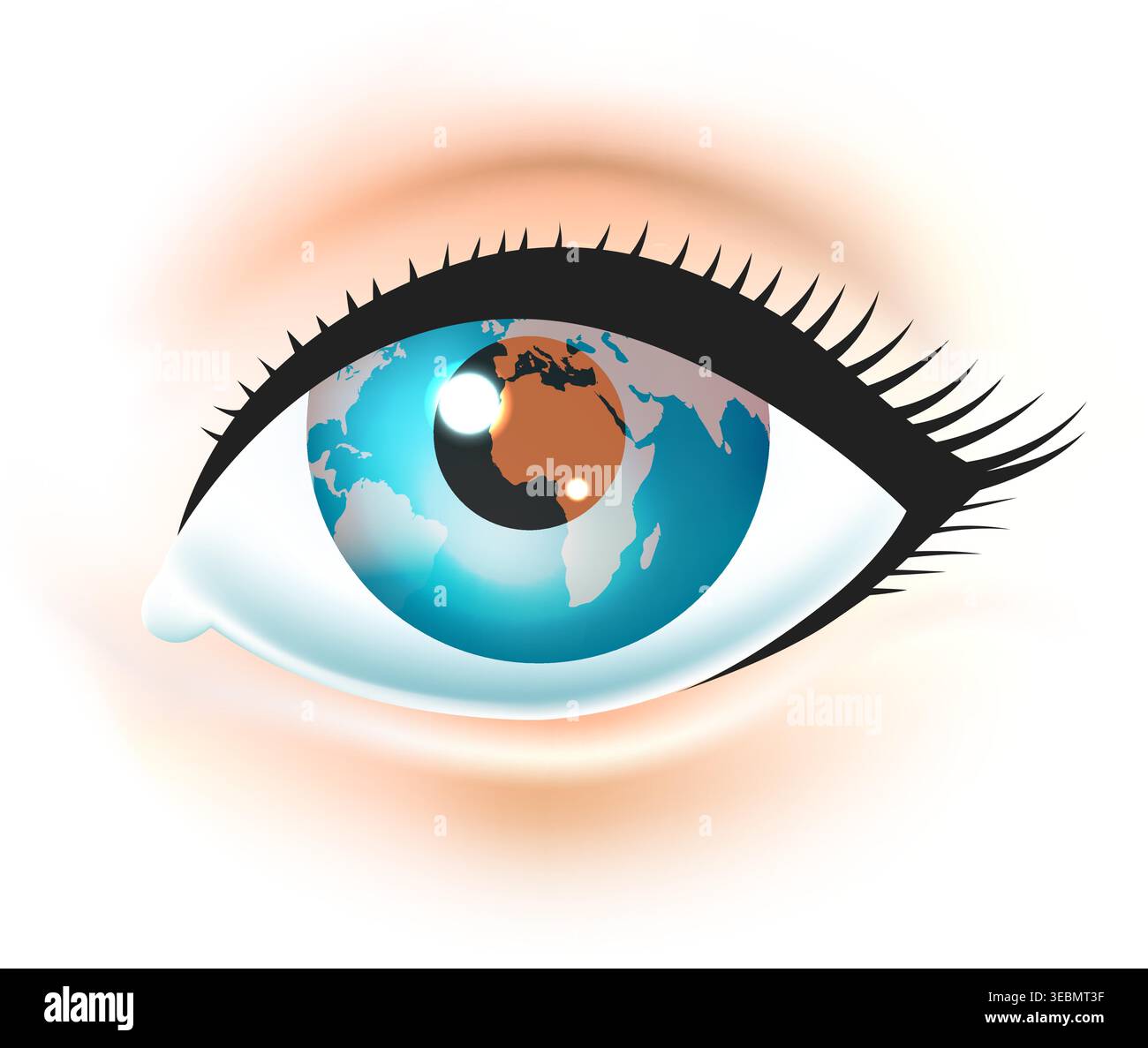 Female eye with globe inside Stock Vector