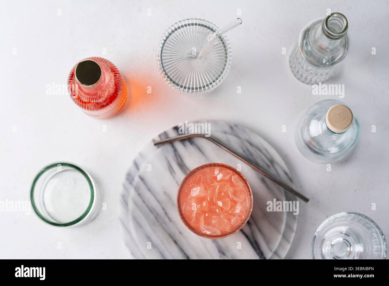 Pink Grapefruit Gin Cocktail, Summer Grapefruit Cocktail Stock Photo